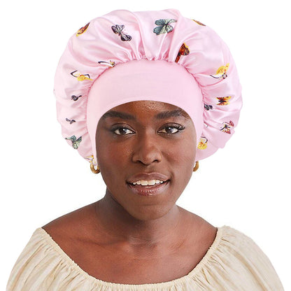 Wide-brimmed printed sleeping cap