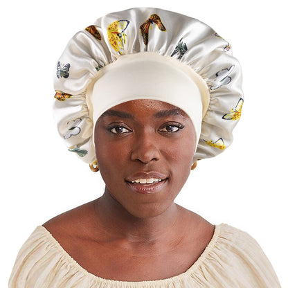 Wide-brimmed printed sleeping cap