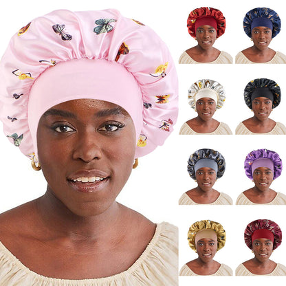 Wide-brimmed printed sleeping cap