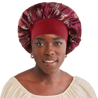 Wide-brimmed printed sleeping cap