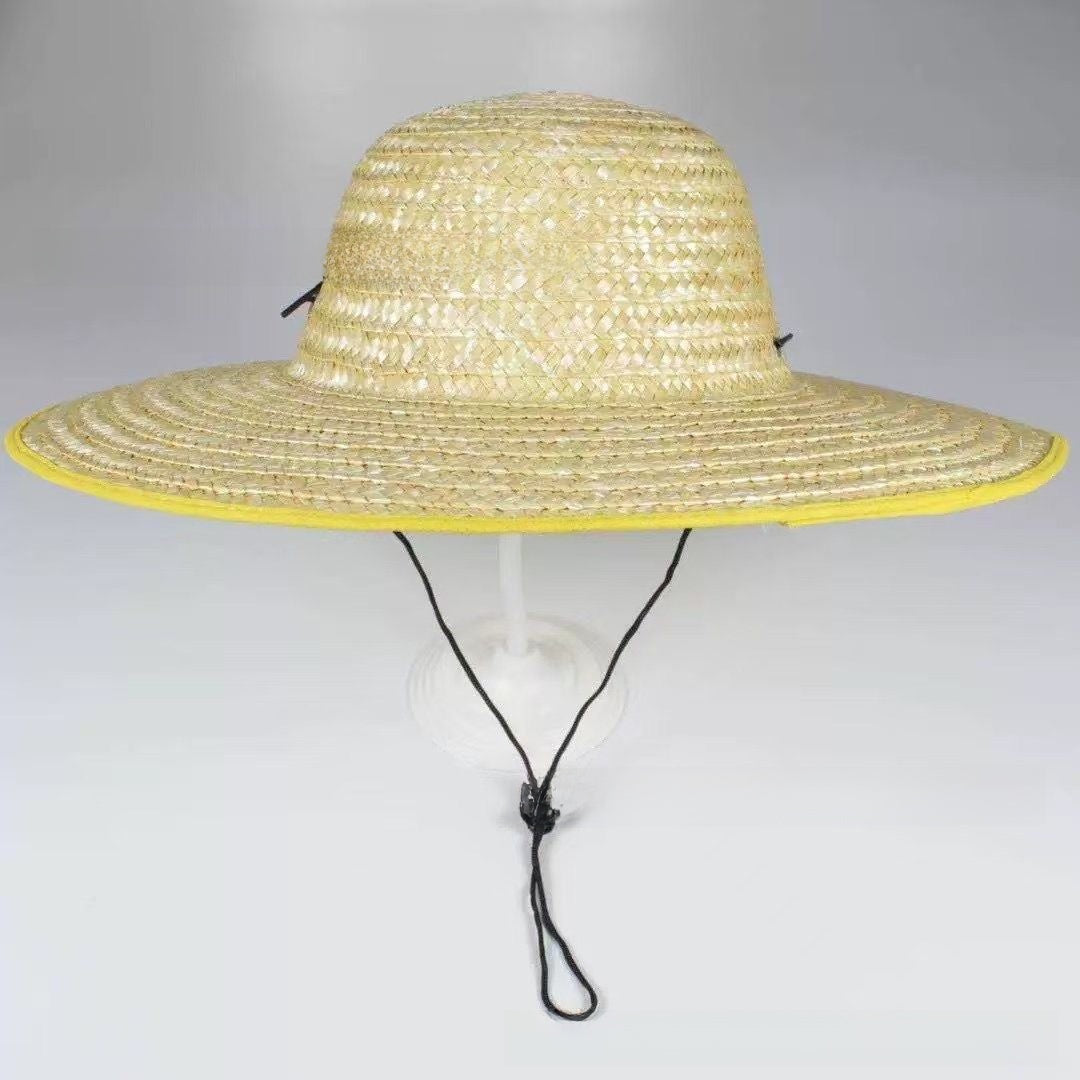 Wide-brimmed straw hat