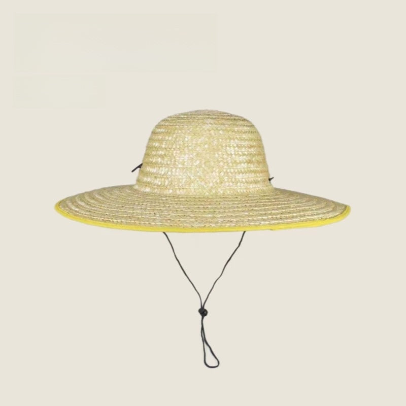 Wide-brimmed straw hat