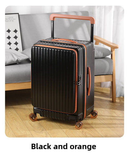 Wide-handle side-opening suitcase