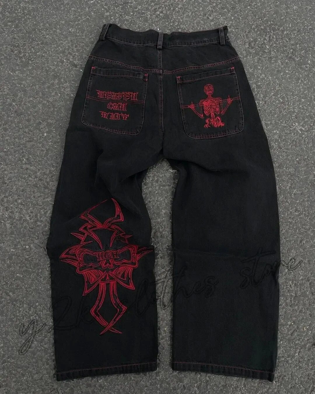 Wide-Leg Denim Pants for Men Hip-Hop Style