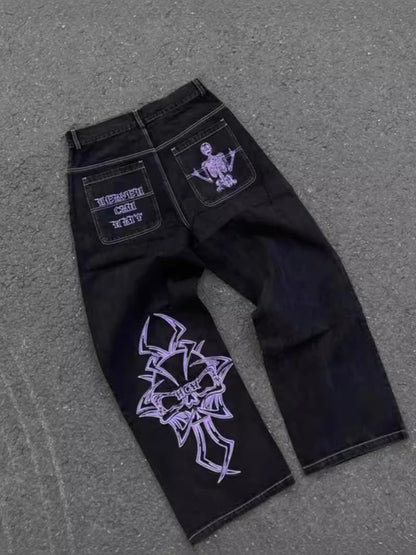 Wide-Leg Denim Pants for Men Hip-Hop Style