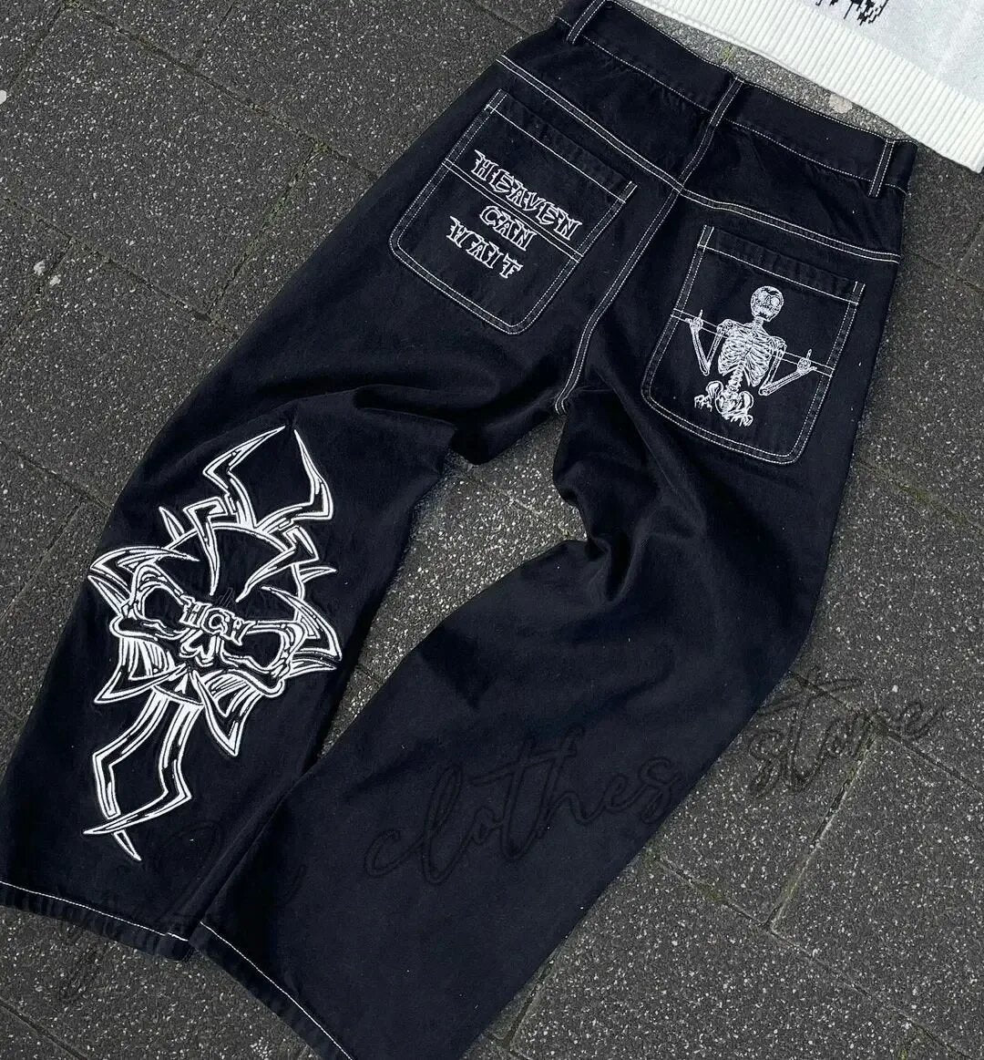 Wide-Leg Denim Pants for Men Hip-Hop Style