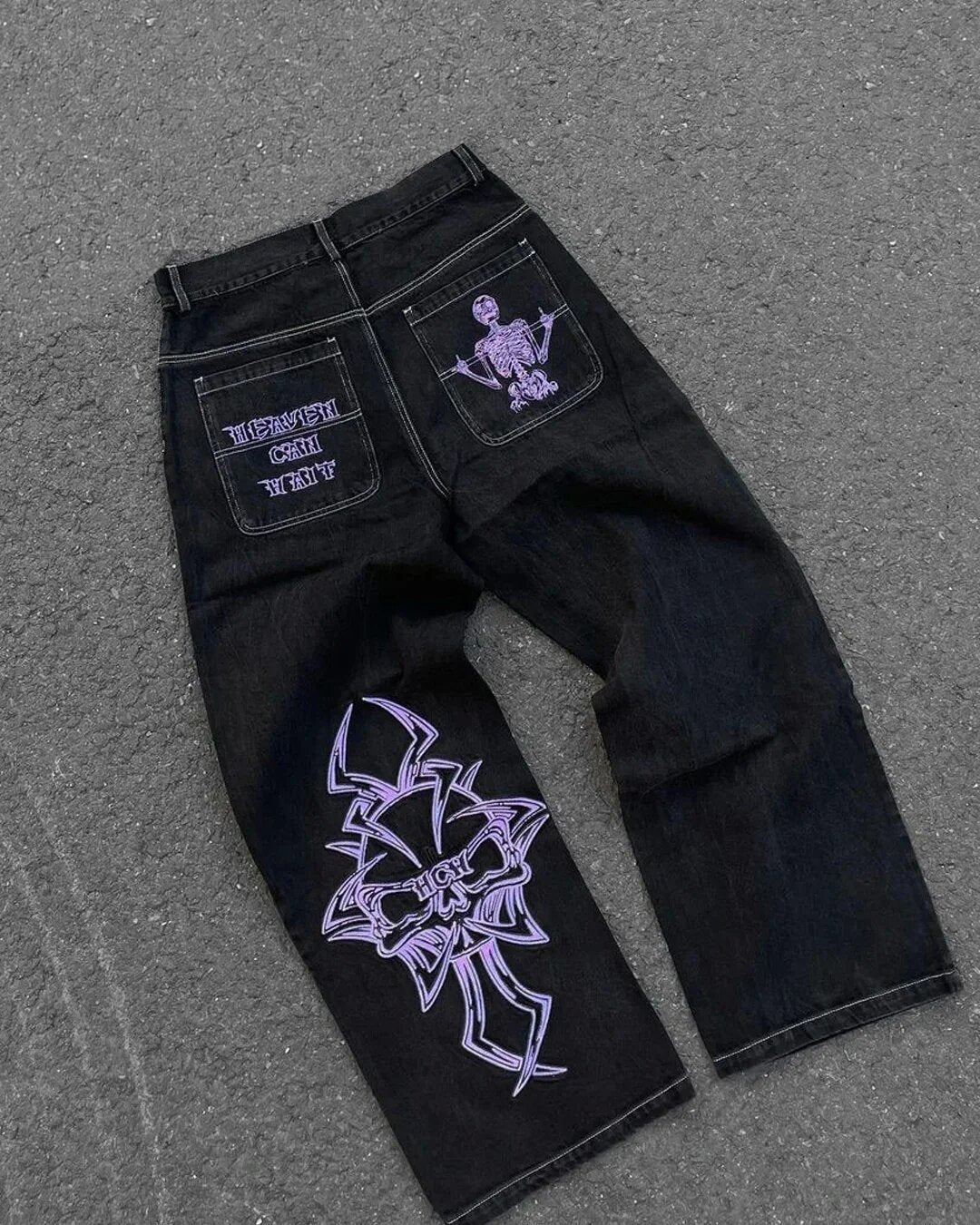 Wide-Leg Denim Pants for Men Hip-Hop Style