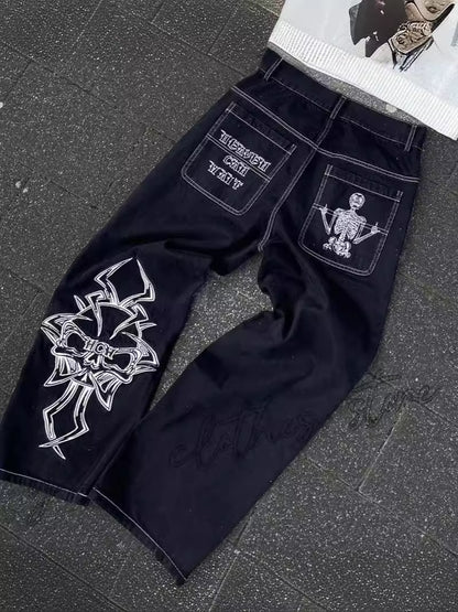 Wide-Leg Denim Pants for Men Hip-Hop Style