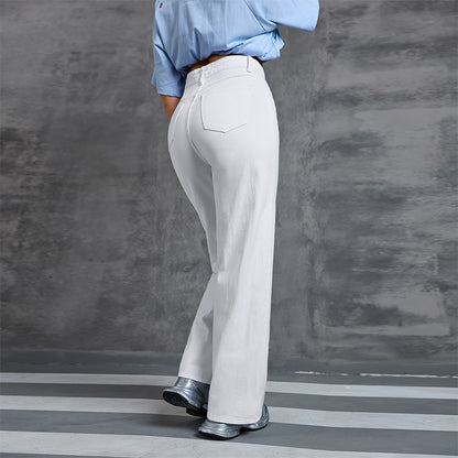 Wide-leg high-waisted jeans