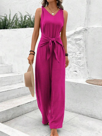 Wide-leg one-piece pants
