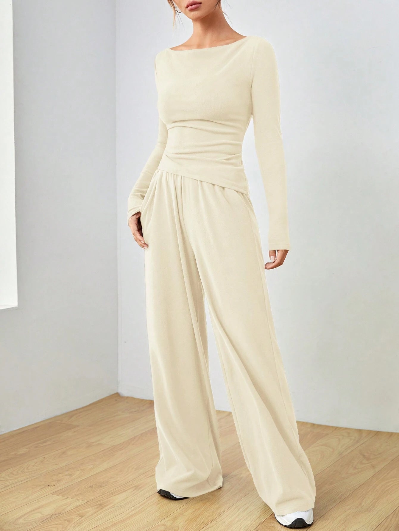 Wide-leg pants two-piece set