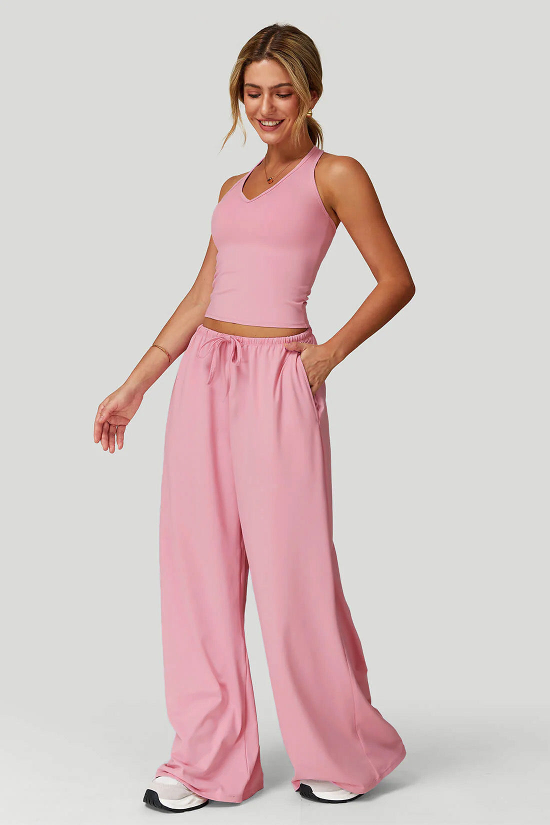 Wide-leg pants two-piece set