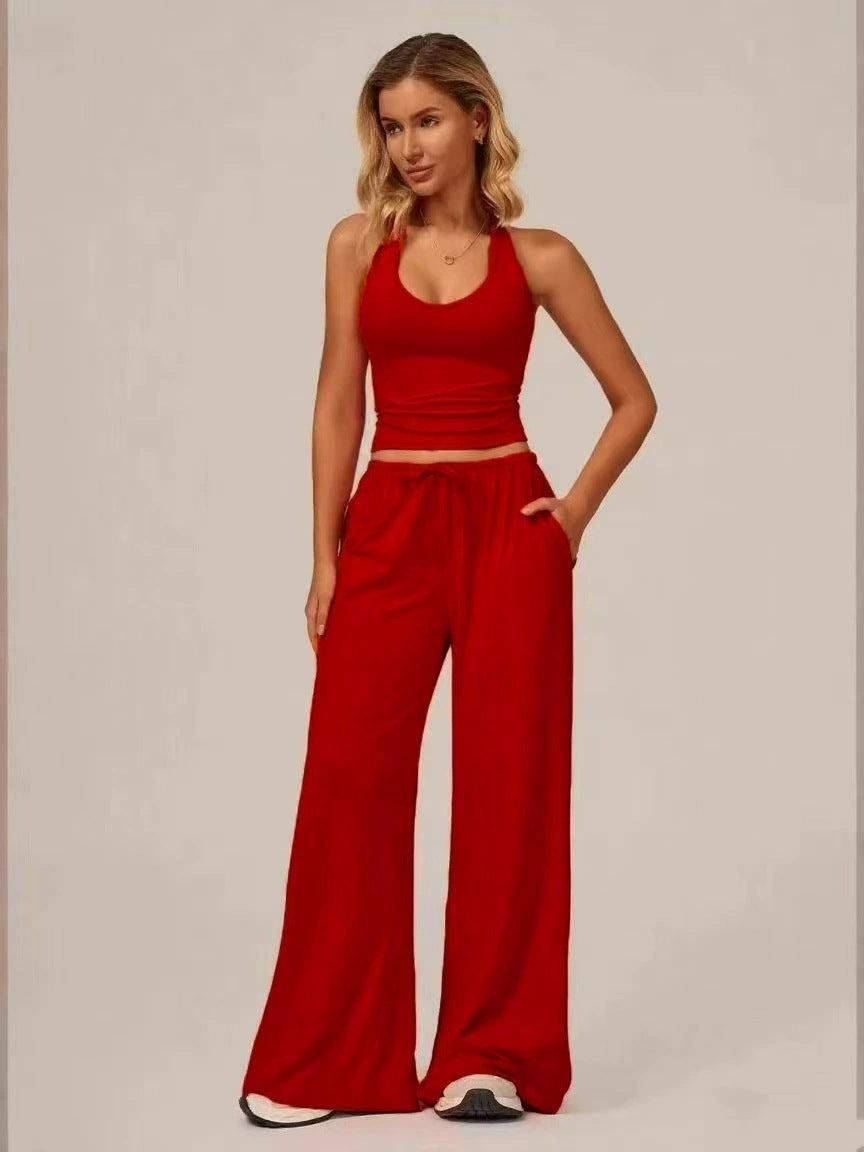 Wide-leg pants two-piece set