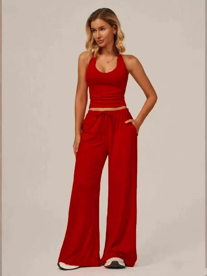 Wide-leg pants two-piece set
