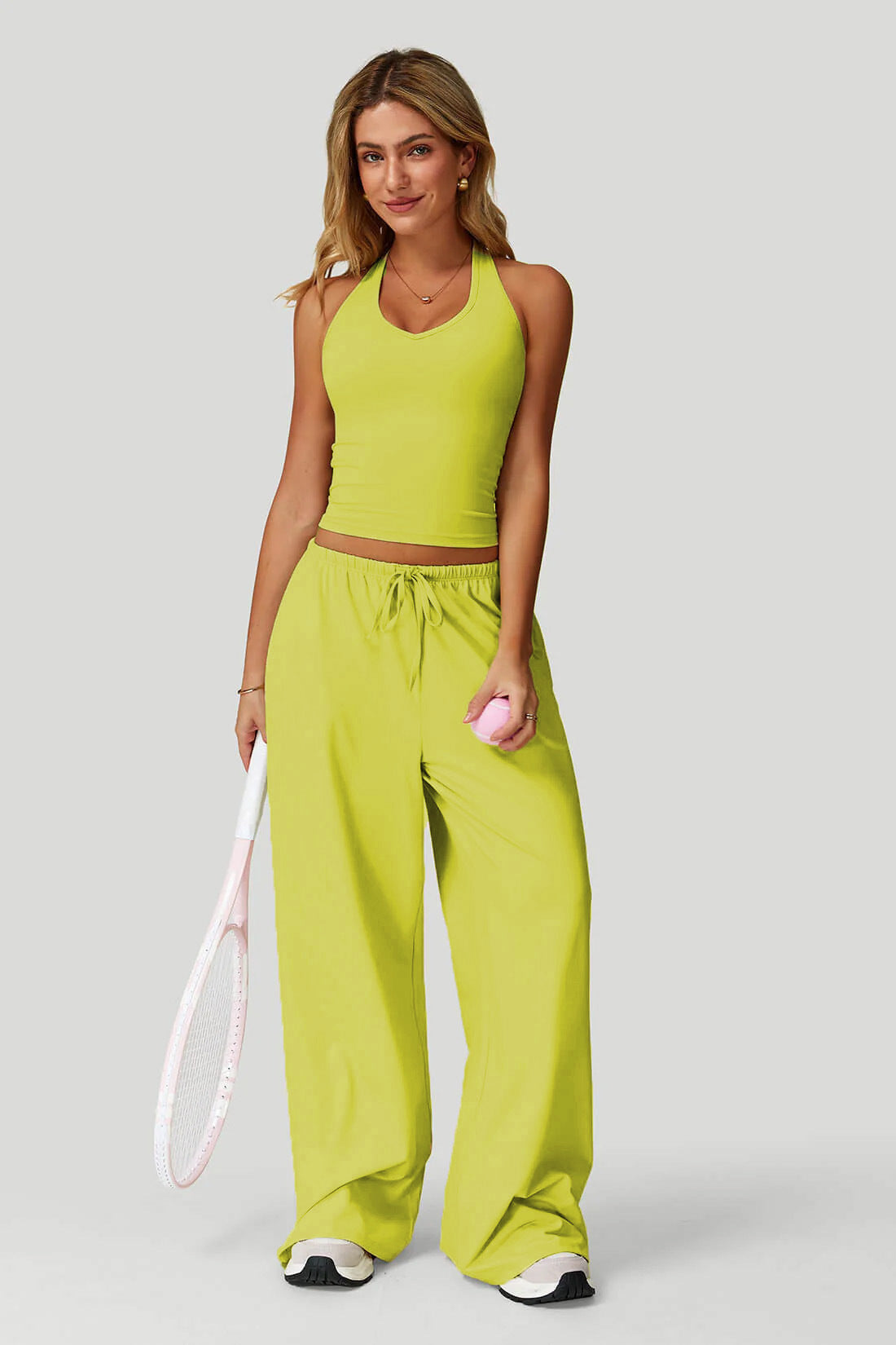 Wide-leg pants two-piece set