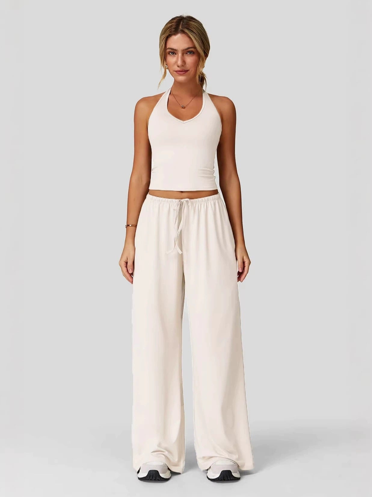 Wide-leg pants two-piece set
