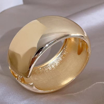 Wide Metal Curved Smooth Open Bracelet