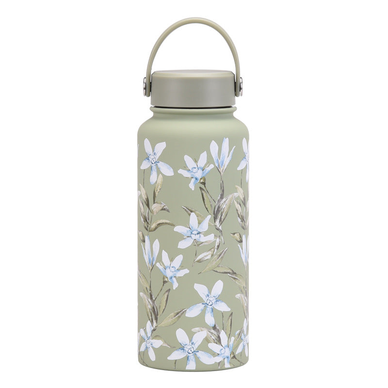 Wide Mouth Insulated Sports Water Bottle with Handle