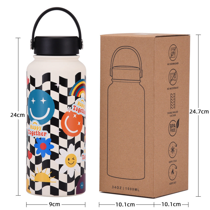 Wide Mouth Insulated Sports Water Bottle with Handle