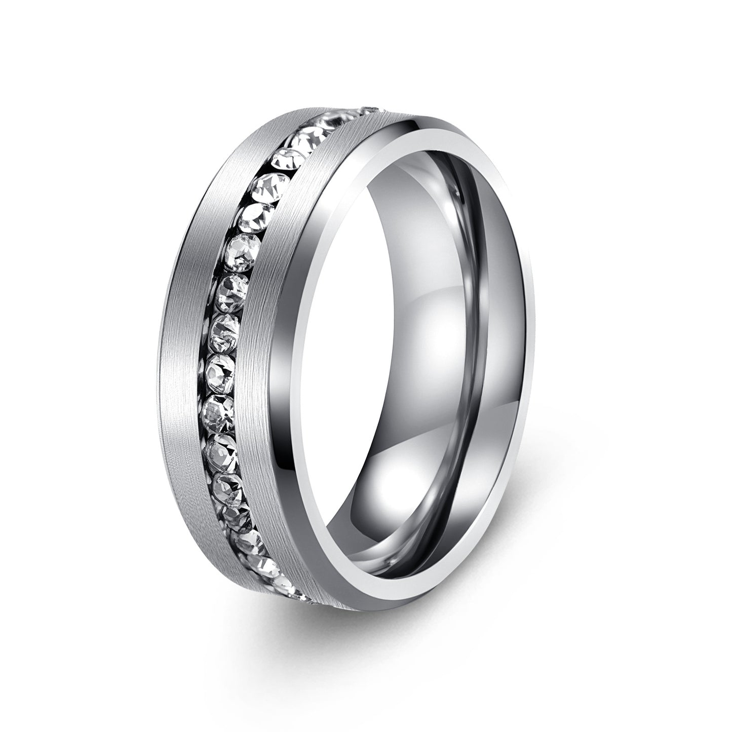 Wide Single Row Full Diamond Zircon Ring