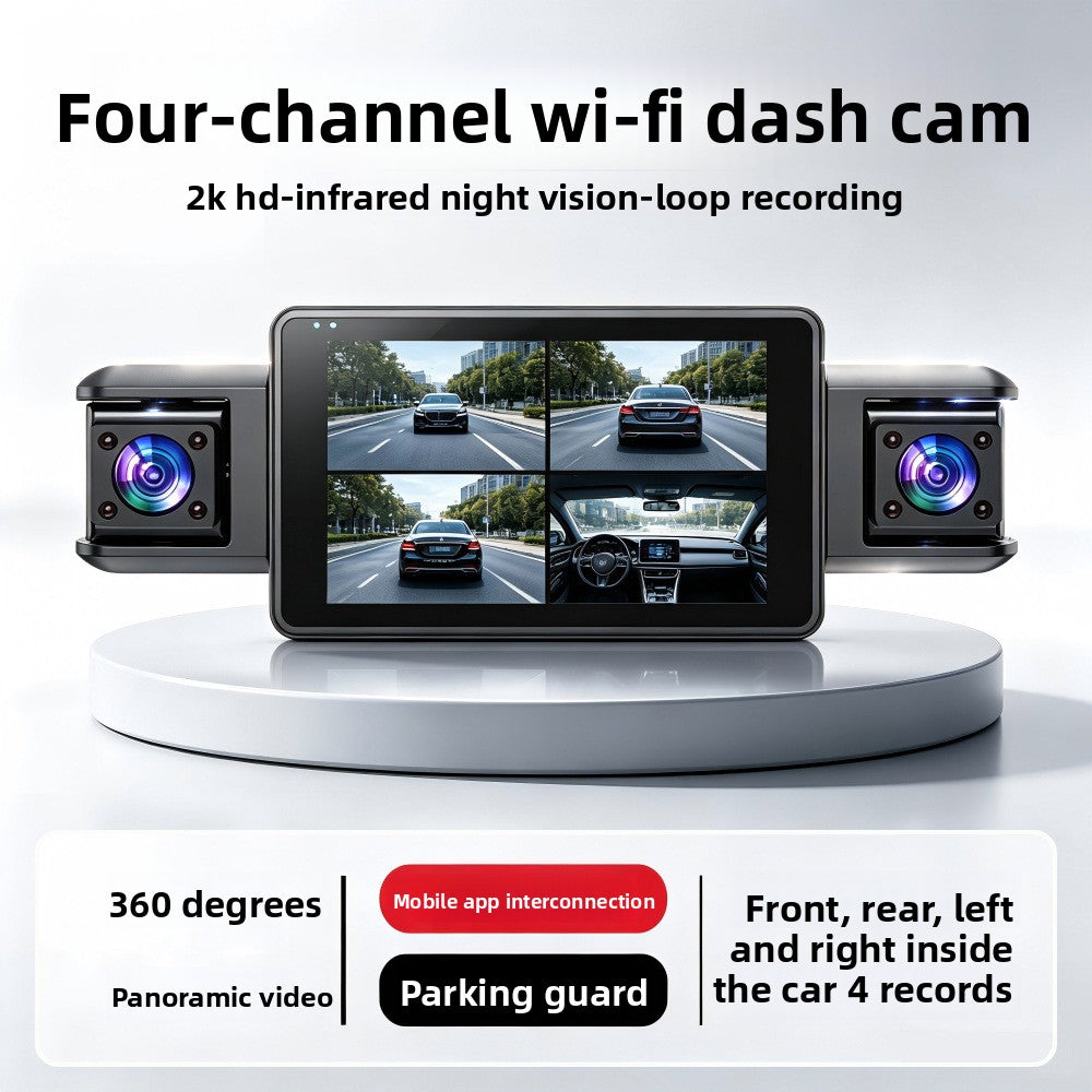 WiFi Dash Cam with Four Cameras 2K Recording