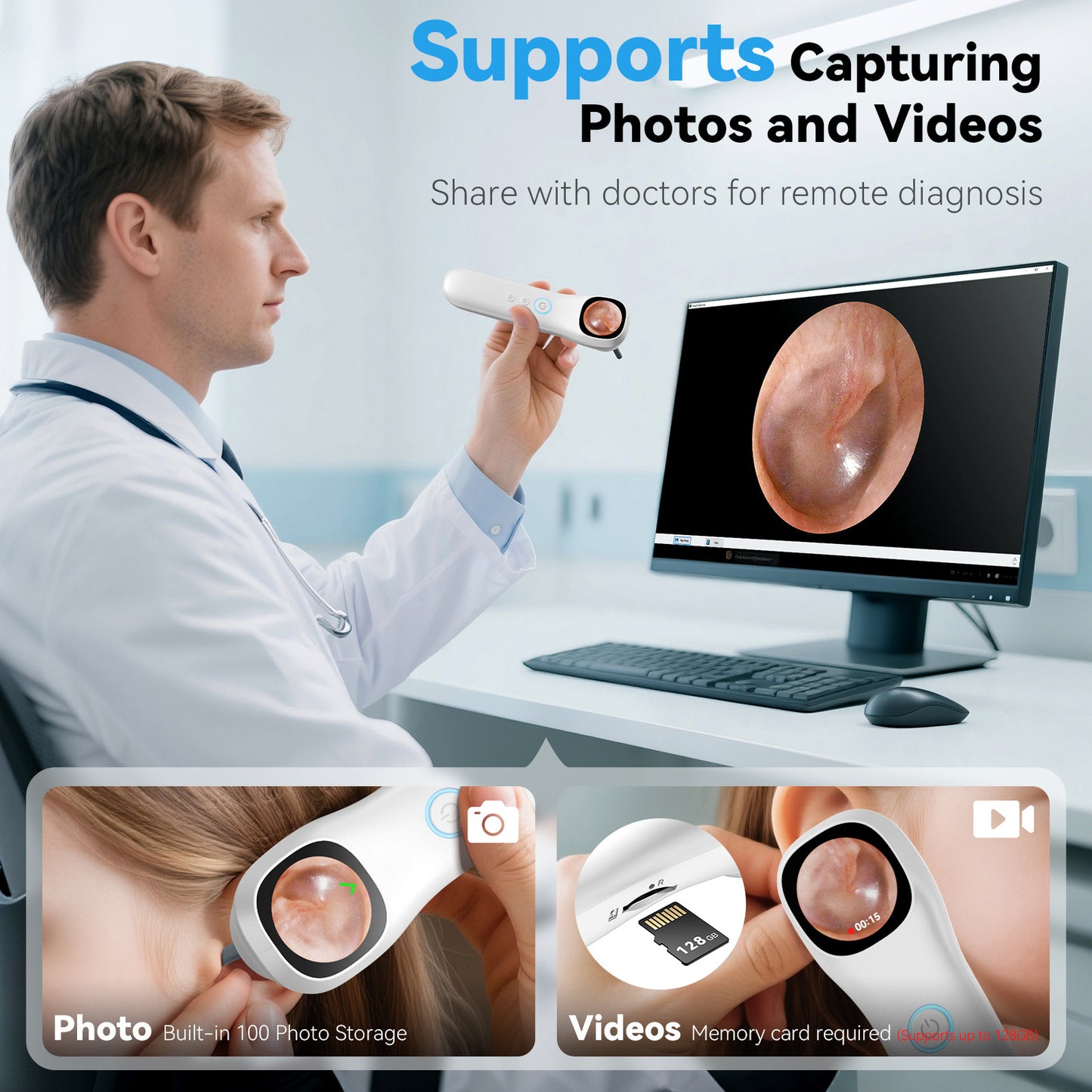 WiFi Pet Ear Canal Endoscope with Animal Euff
