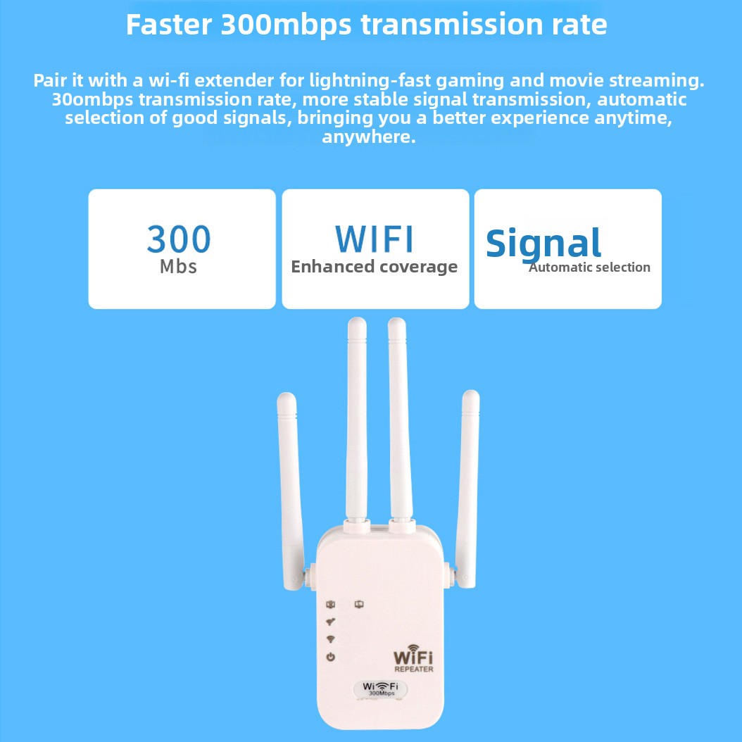 WIFI Signal Booster 300M Wireless Repeater with Four Antennas