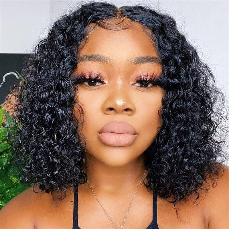 Wig Black Short Fluffy Chemical Fiber Headgear