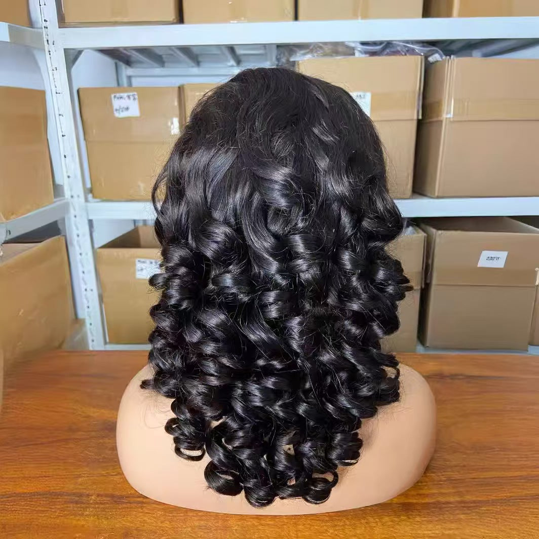 Wig with real human hair strands