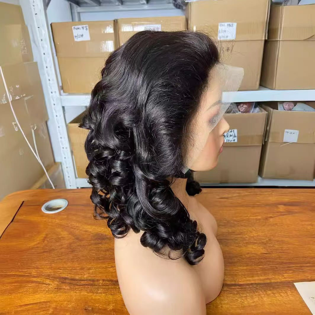 Wig with real human hair strands