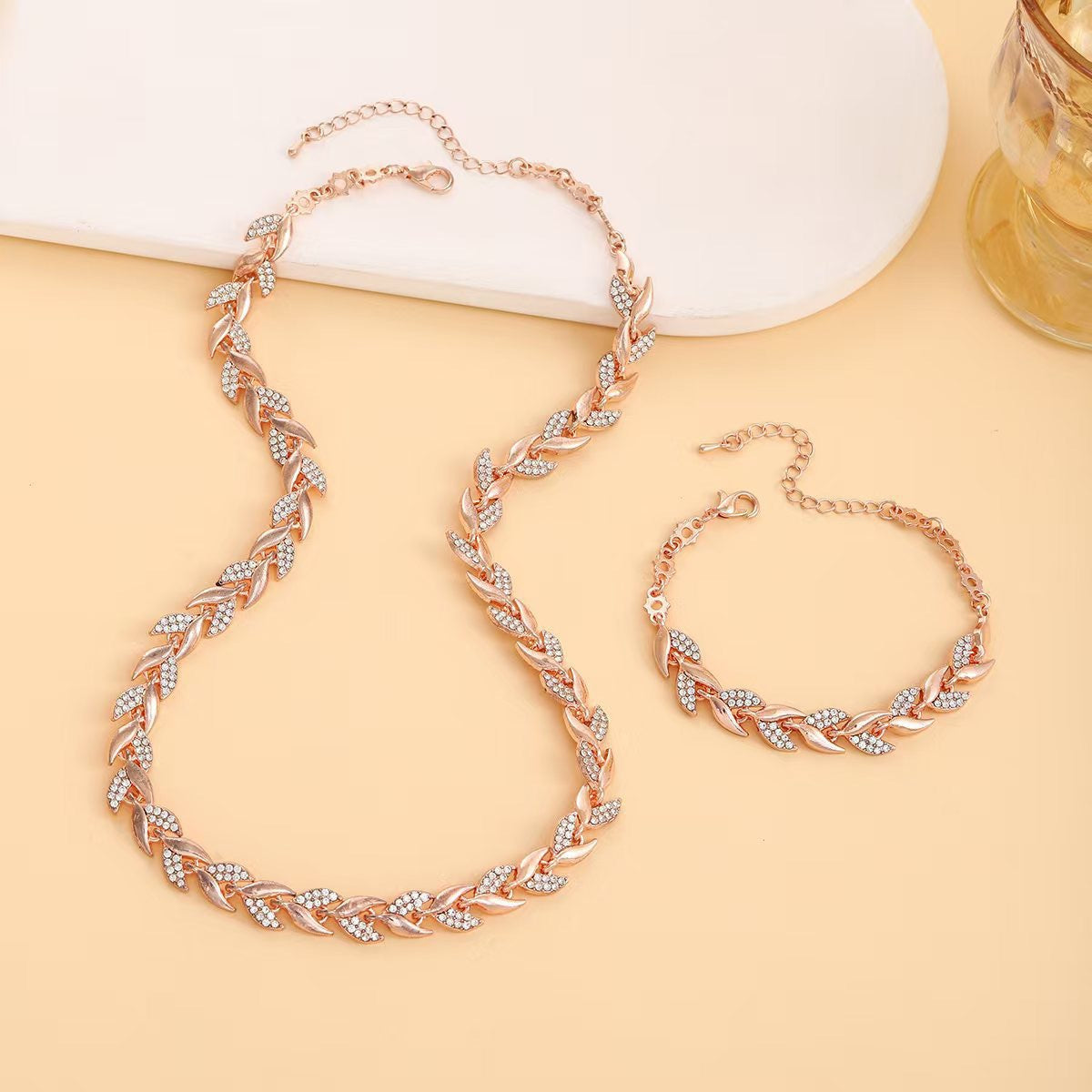 Willow Leaf Diamond Encrusted Cuban Chain Jewelry