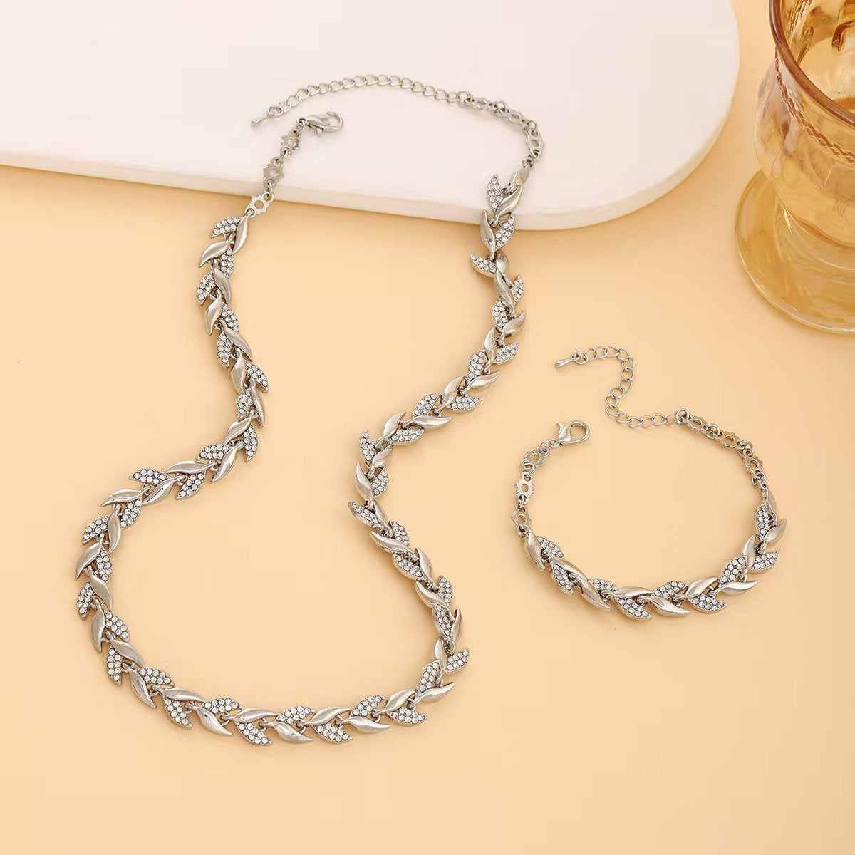 Willow Leaf Diamond Encrusted Cuban Chain Jewelry