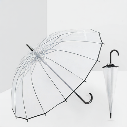 Windproof 16-Rib Transparent Umbrella