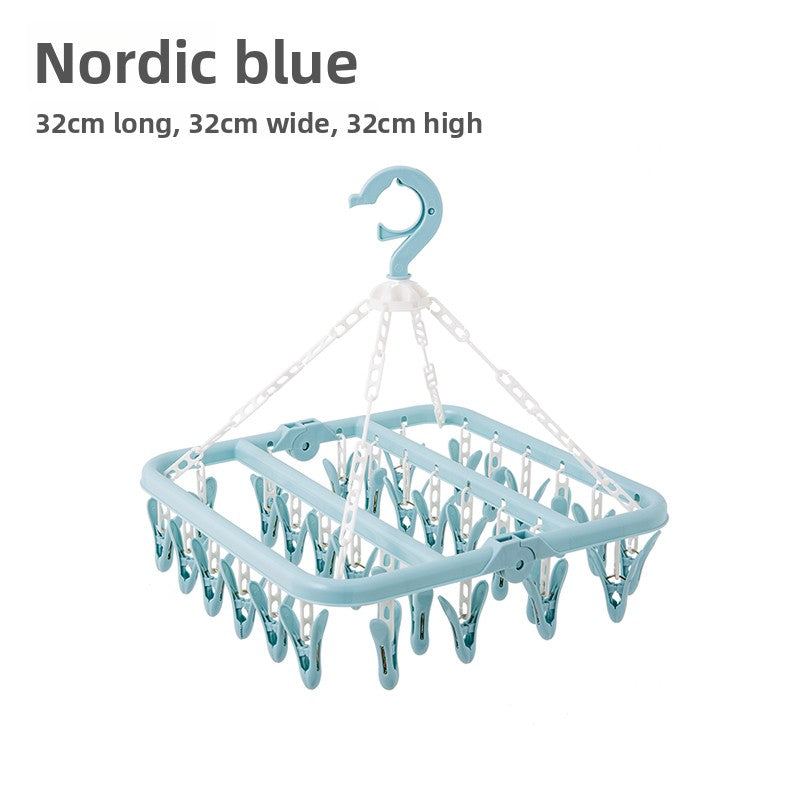 Windproof Clothes Drying Rack with Plastic Clips