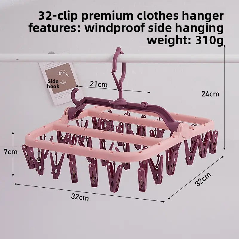Windproof Clothes Drying Rack with Plastic Clips