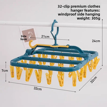 Windproof Clothes Drying Rack with Plastic Clips
