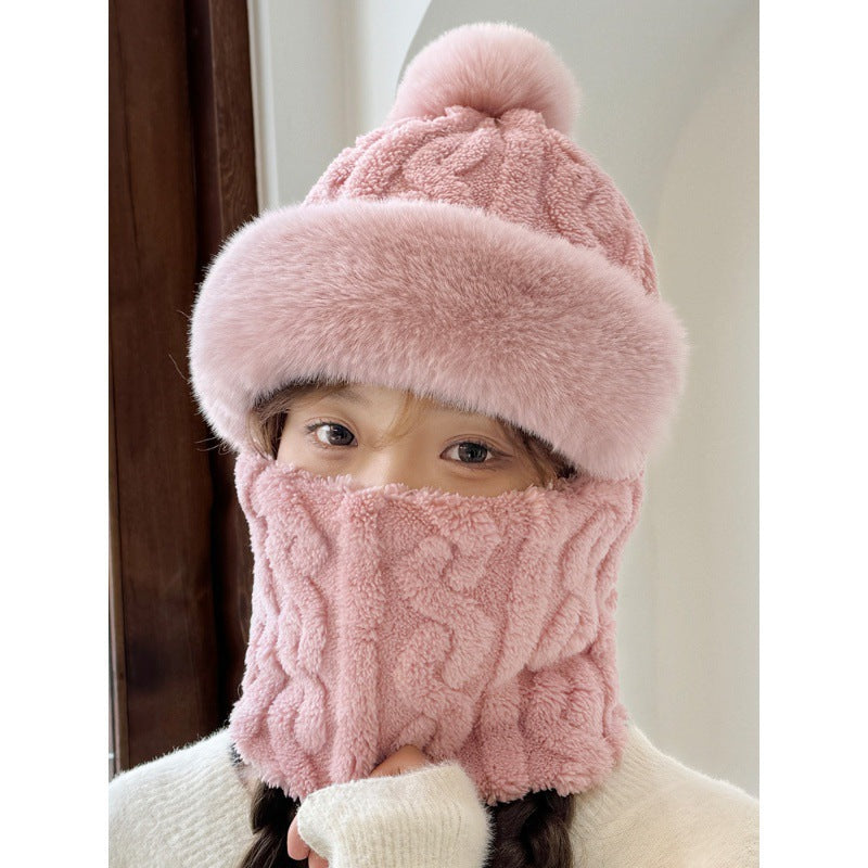 Windproof Winter Hat with Scarf and Mask for Women