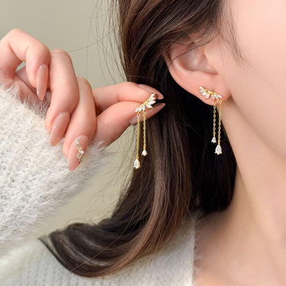 Wing Tassel Sterling Silver Earrings