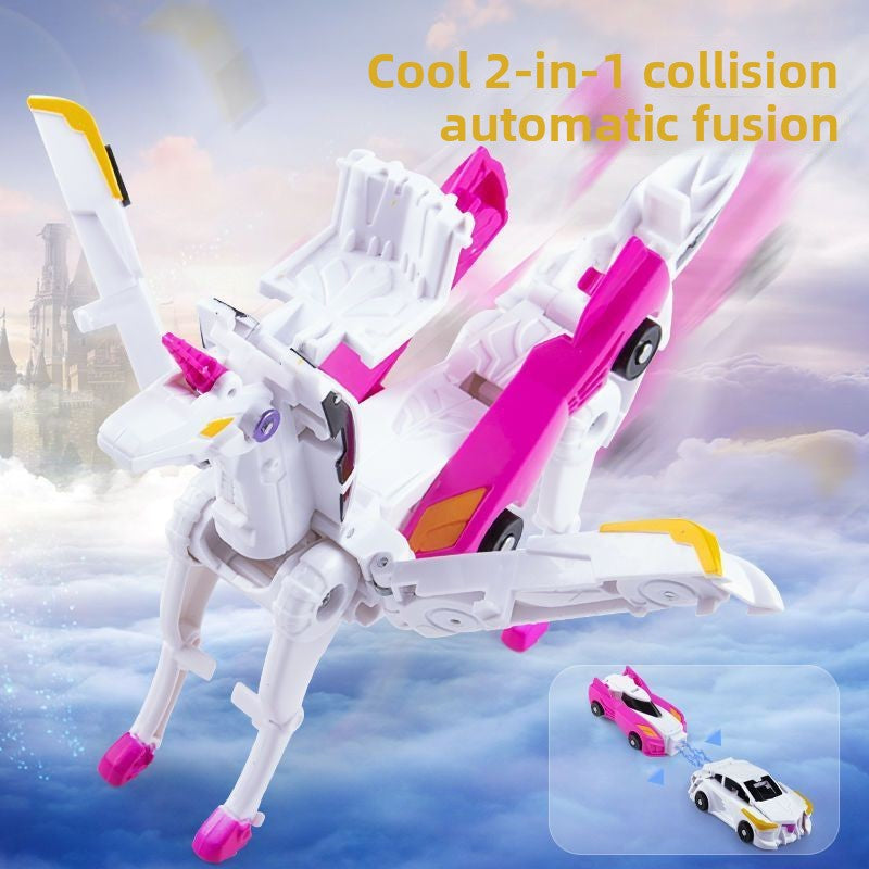 Winged Pegasus Transformable Toy with Magnetic Collision Feature