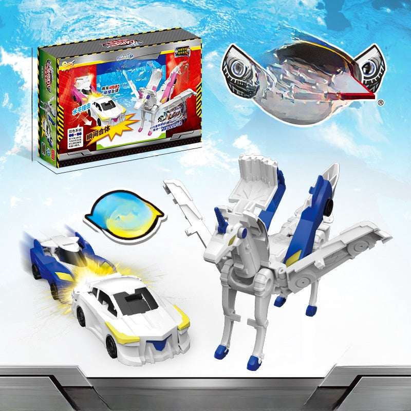 Winged Pegasus Transformable Toy with Magnetic Collision Feature