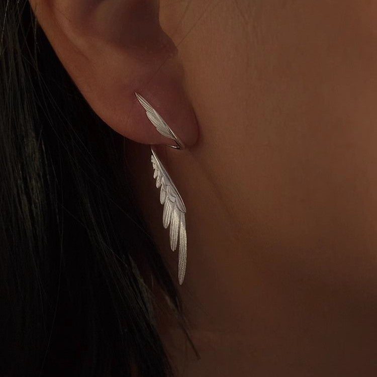 Wings Earrings Niche Design Simple Cold Style Retro High-end Fashion New Feather Earrings All-match Accessories
