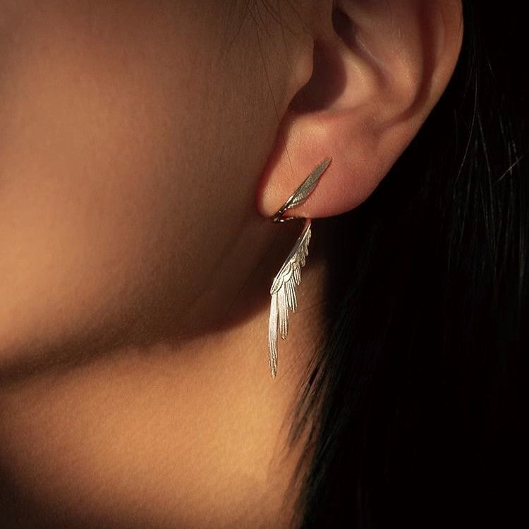 Wings Earrings Niche Design Simple Cold Style Retro High-end Fashion New Feather Earrings All-match Accessories