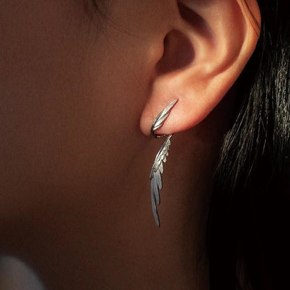 Wings Earrings Niche Design Simple Cold Style Retro High-end Fashion New Feather Earrings All-match Accessories