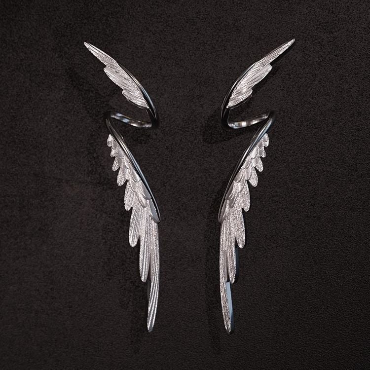 Wings Earrings Niche Design Simple Cold Style Retro High-end Fashion New Feather Earrings All-match Accessories