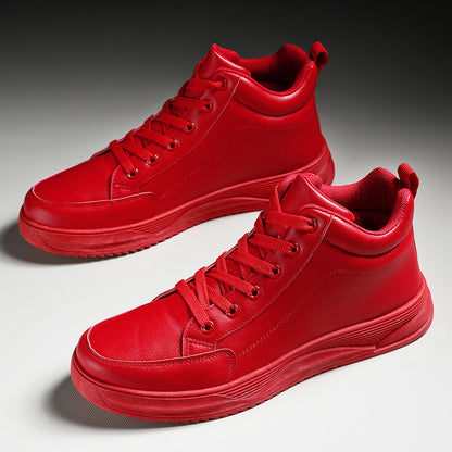 Winter and autumn leather mid-calf high-top sneakers