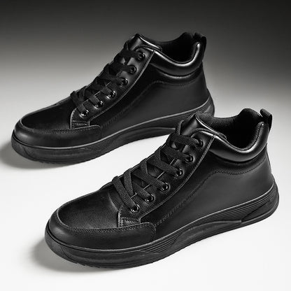 Winter and autumn leather mid-calf high-top sneakers