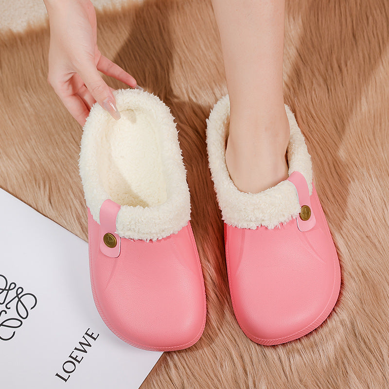 Winter Fleece-Lined Cotton Slippers