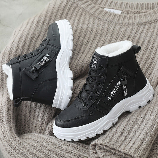 Winter Fleece-Lined High-Top Cotton Boots