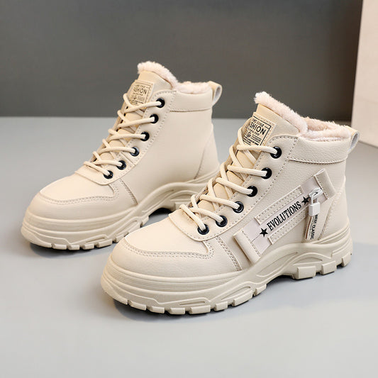 Winter Fleece-Lined High-Top Cotton Boots