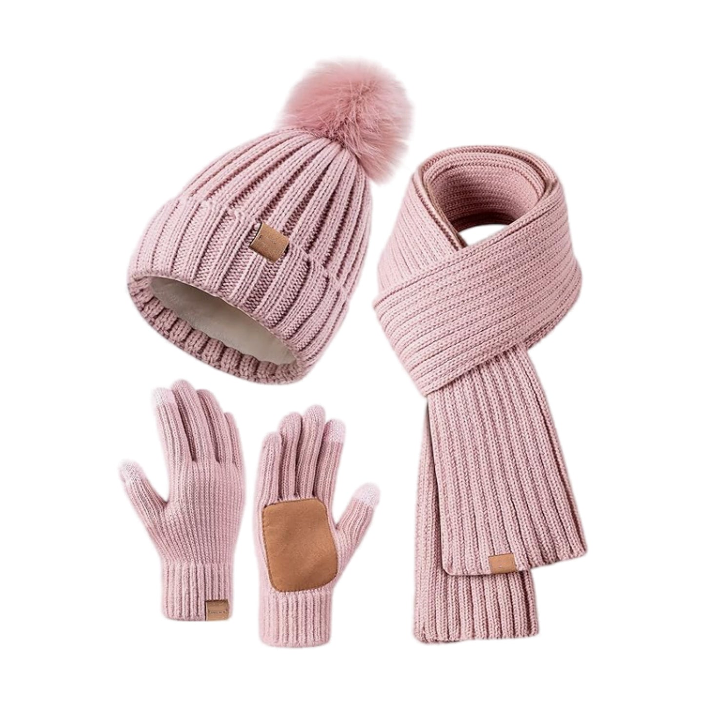 Winter Knitted Hat Scarf Gloves